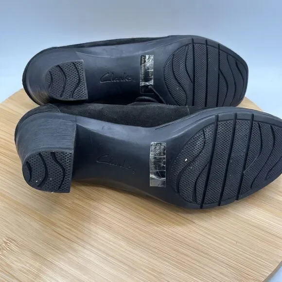 Clarks Bendables Honest Q Black Suede Oxford Pumps Lace Up Womens 8 W Wide Shoe - Picture 8 of 11